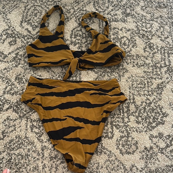 Show Me Your MuMu Other - Show Me Your MuMu Mustard and Black Tiger Stripe Bikini